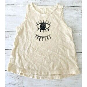 RYLEE + CRU Eye Eyelash Swing Tank Top Shirt Cream Black Size 18-24 Months
